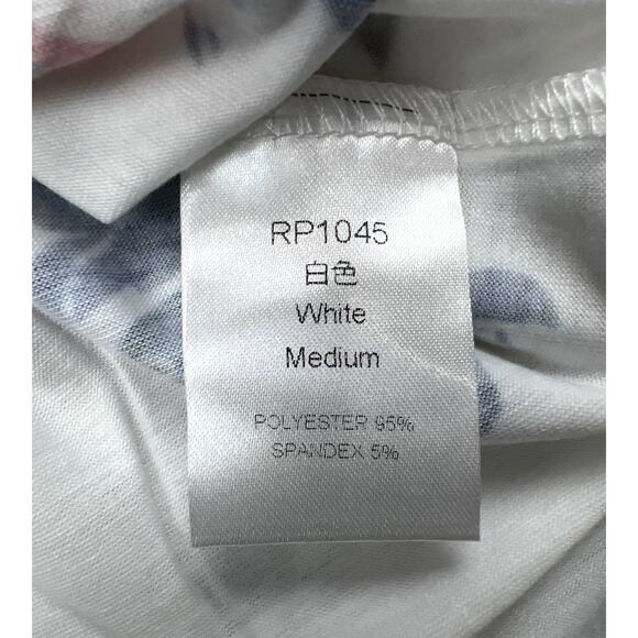 Women's Medium White Floral Sleeveless Blouse Flowy Tank Flare V Neck Button Top - Picture 2 of 6